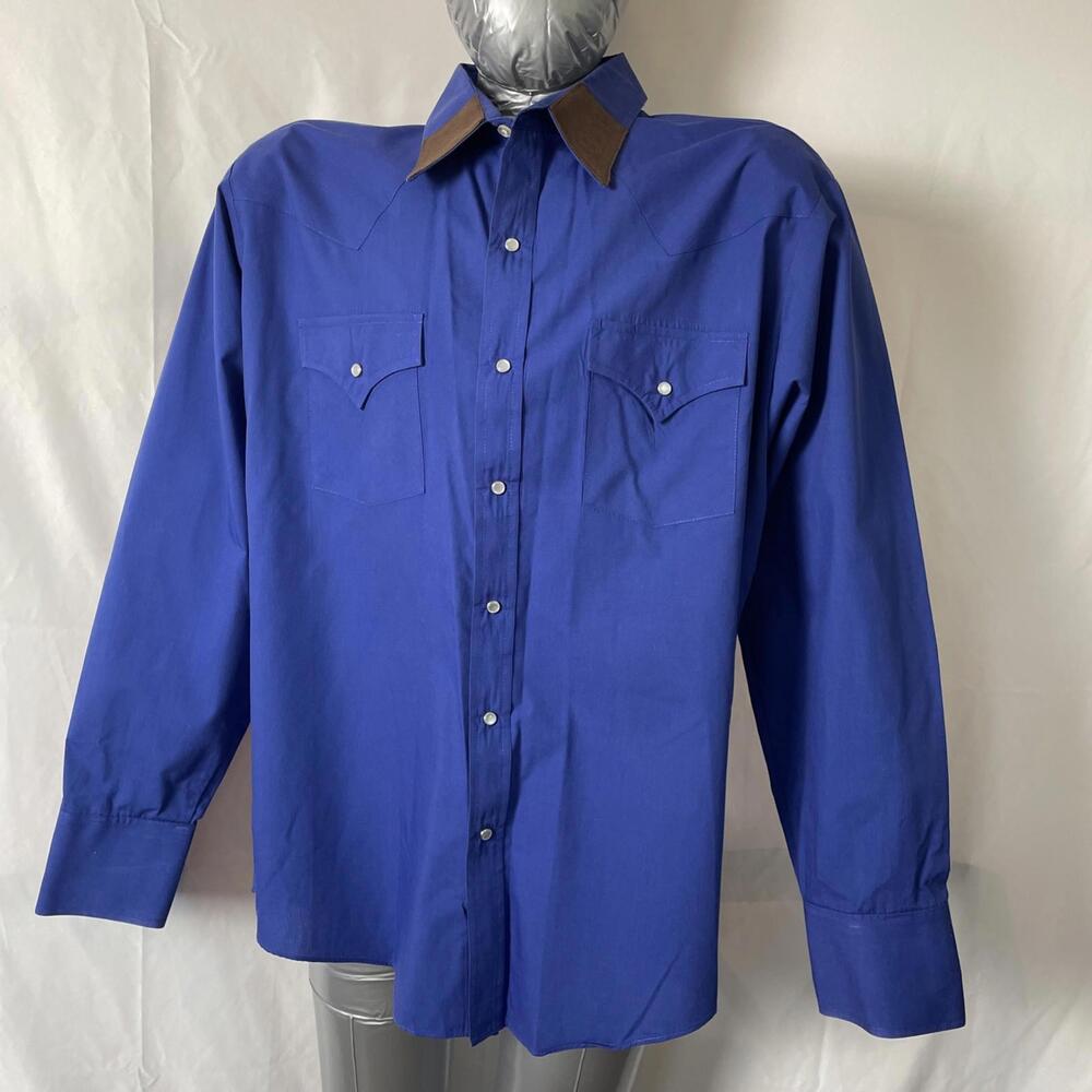 Ely Cattleman XL 17/35 Western Pearl Snap Shirt Vintage Triple Snap Cuff